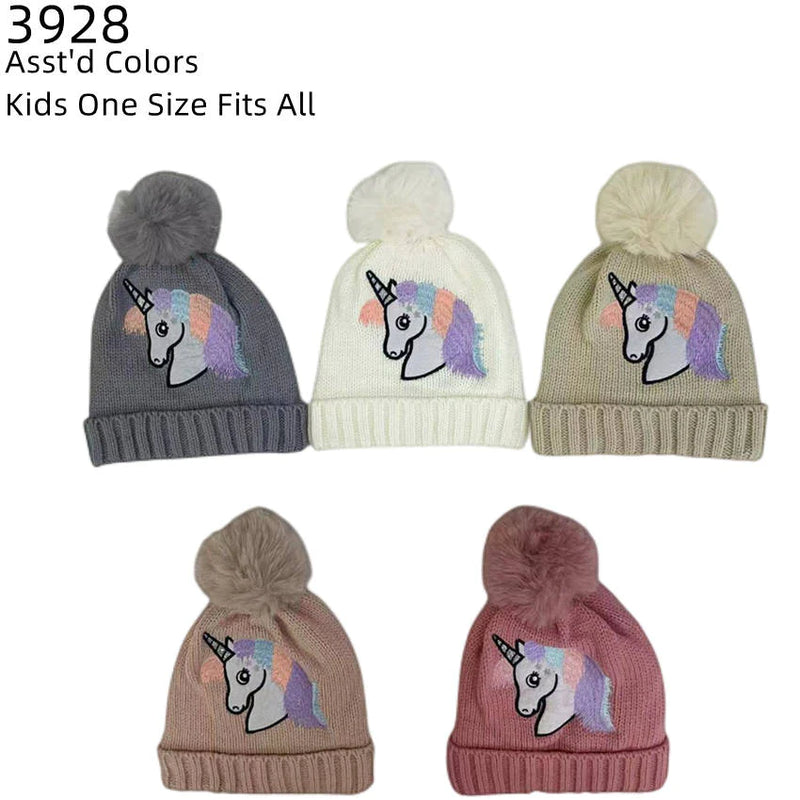 3928 - One Dozen Kids Soft Warm Beanies Hat