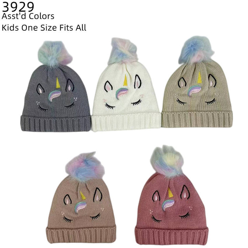 3929 - One Dozen Kids Soft Warm Beanies Hat