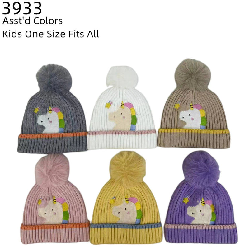 3933 - One Dozen Kids Soft Warm Beanies Hat