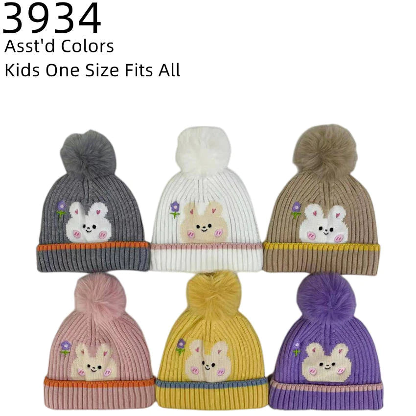 3934 - One Dozen Kids Soft Warm Beanies Hat