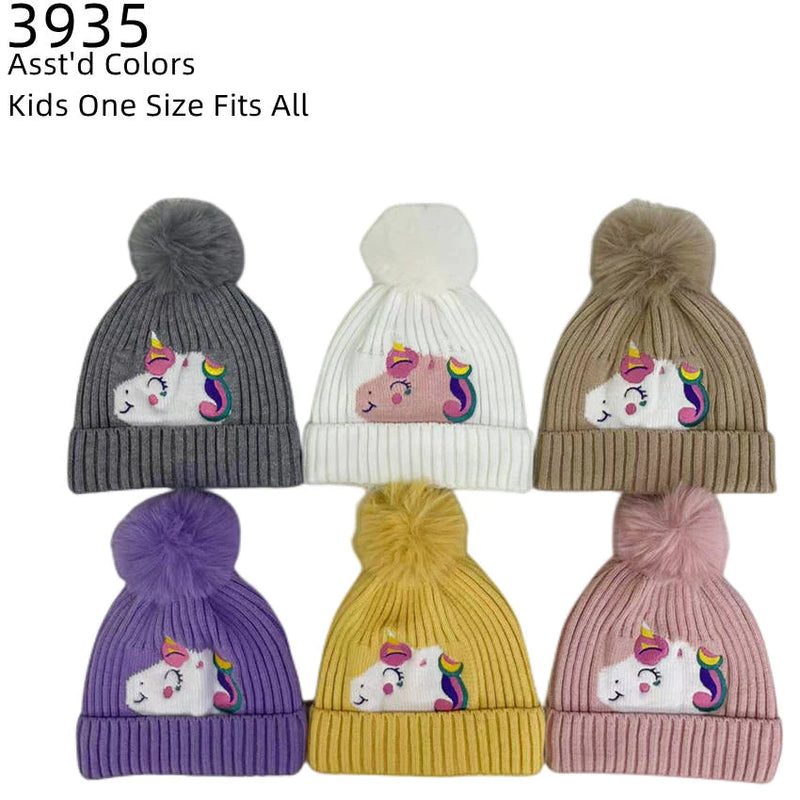 3935 - One Dozen Kids Soft Warm Beanies Hat