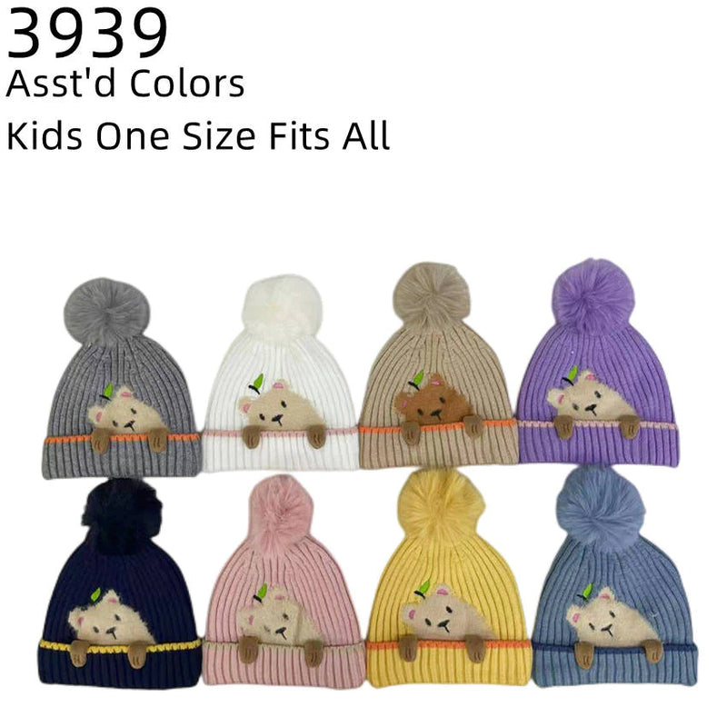 3939 - One Dozen Kids Soft Warm Beanies Hat