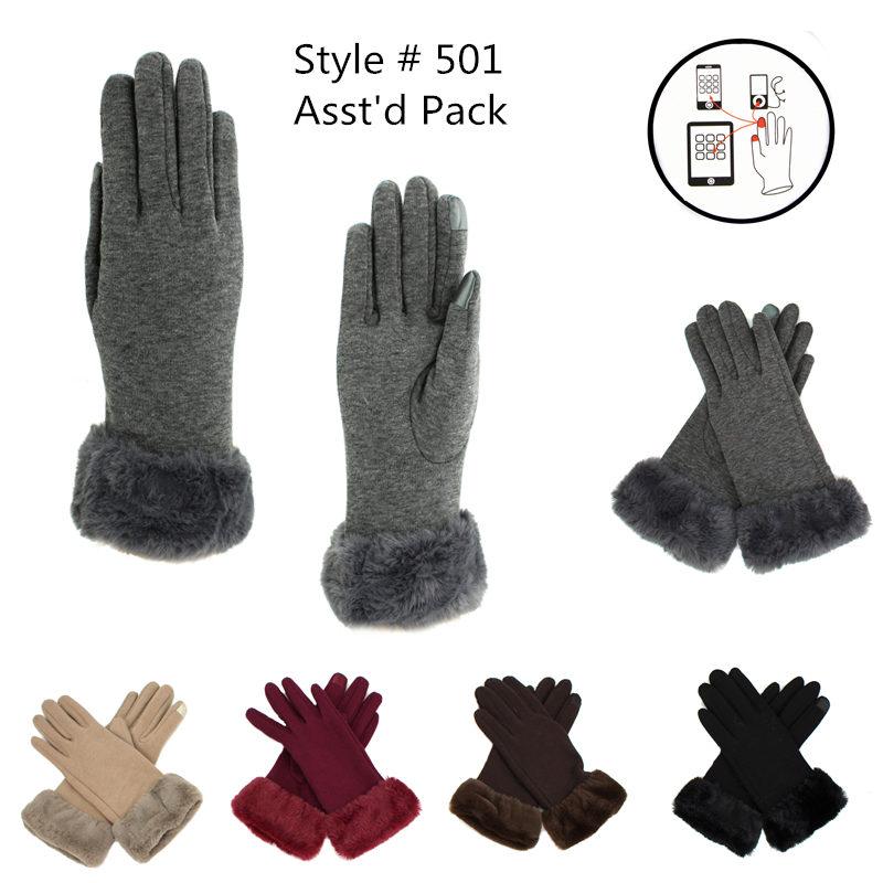 501 - One Dozen Ladies Fleece Texting Gloves
