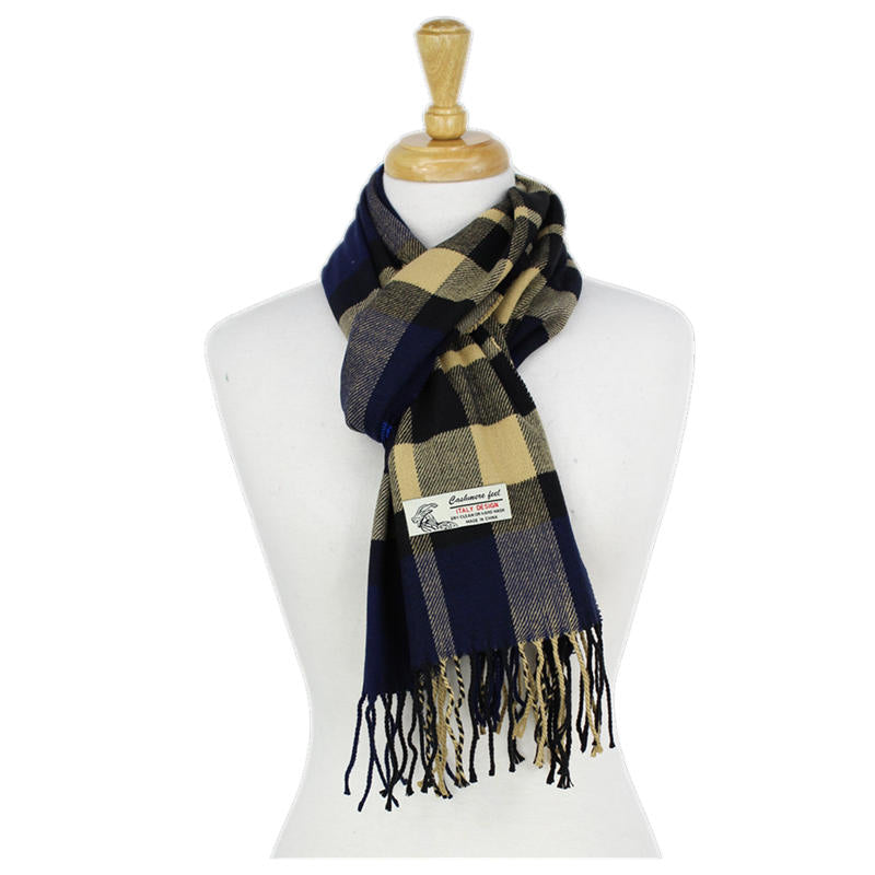 CM52-2 - One Dozen Multi Blue Cashmere Feel Scarves