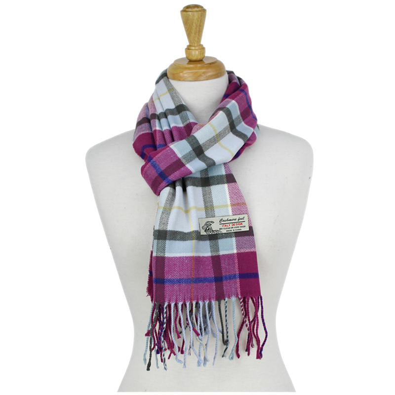 CM55 - One Dozen Multi Fuchsia Cashmere Feel Scarves