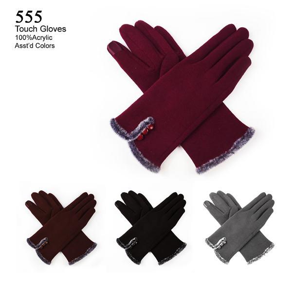 555 - One Dozen Ladies Fleece Texting Gloves
