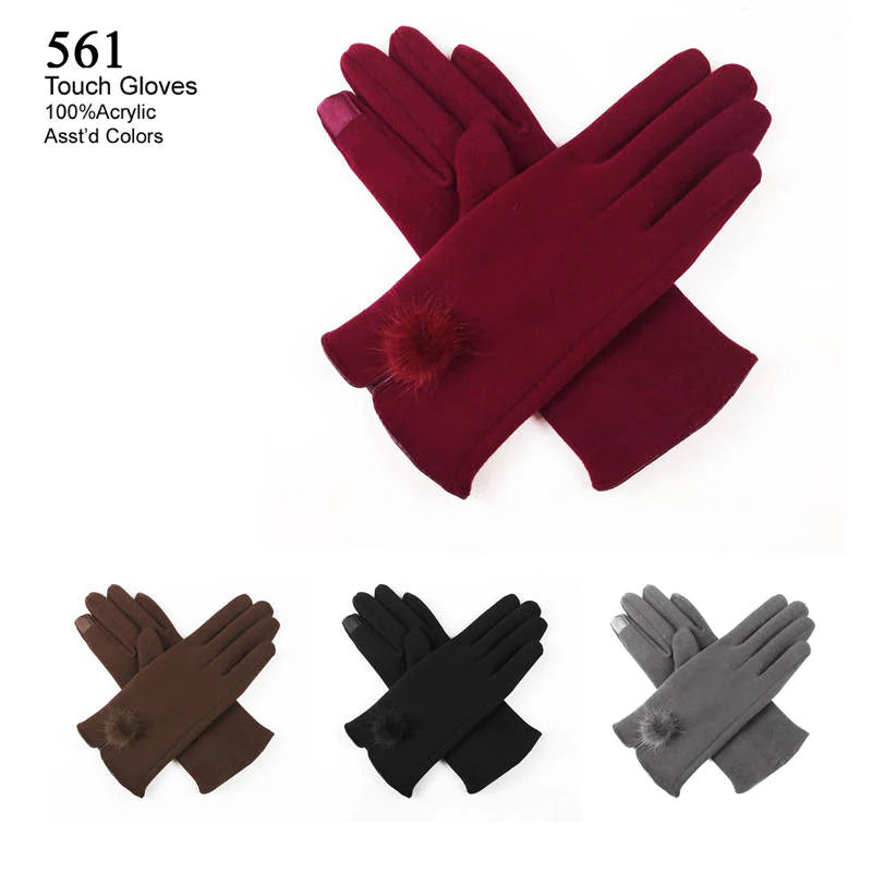 561 - One Dozen Ladies Fleece Texting Gloves