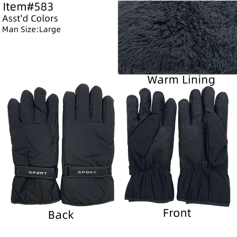 583 - One Dozen Mens Ski Gloves