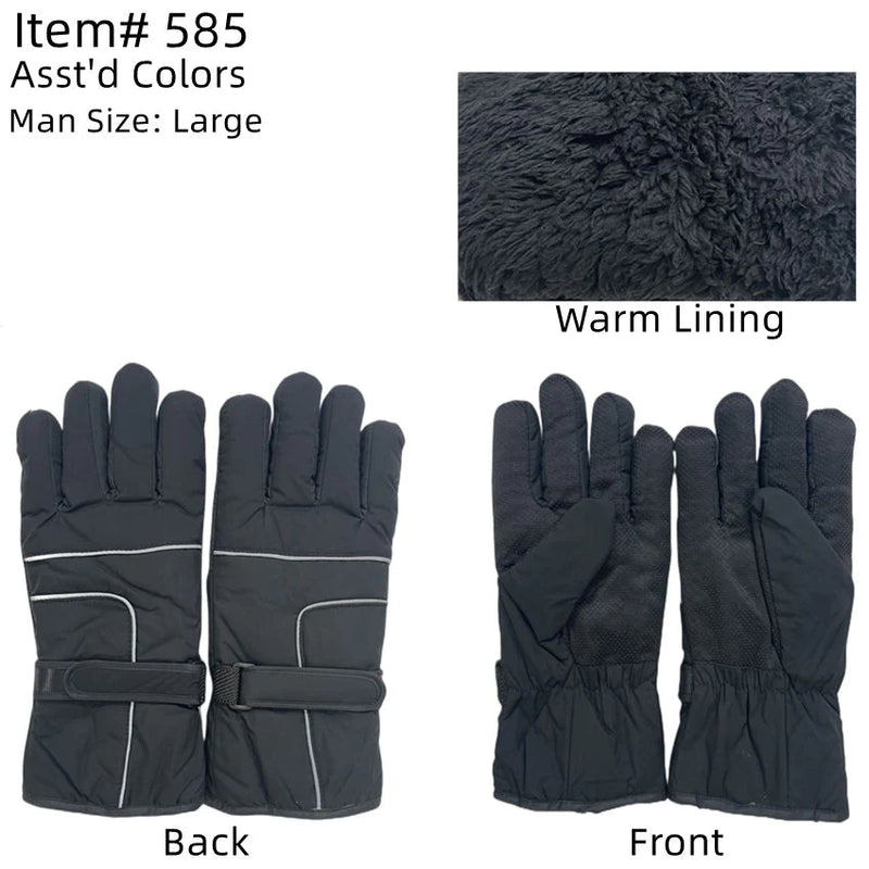 585 - One Dozen Mens Ski Gloves