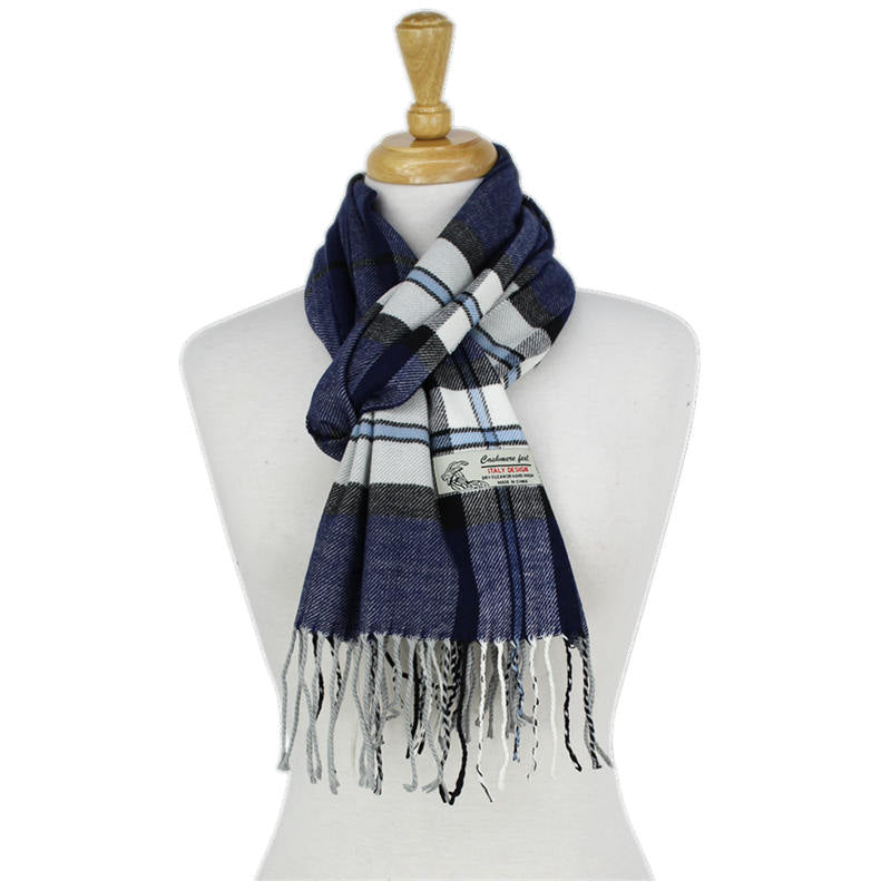 CM61 - One Dozen Multi Navy Cashmere Feel Scarves
