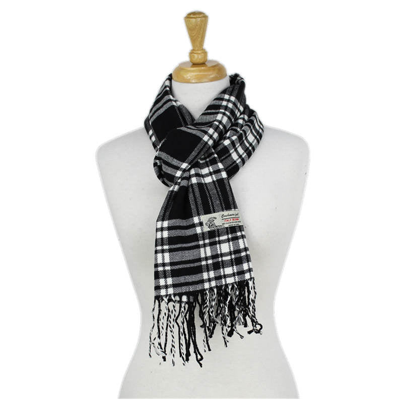 CM63 - One Dozen Multi Black Cashmere Feel Scarves