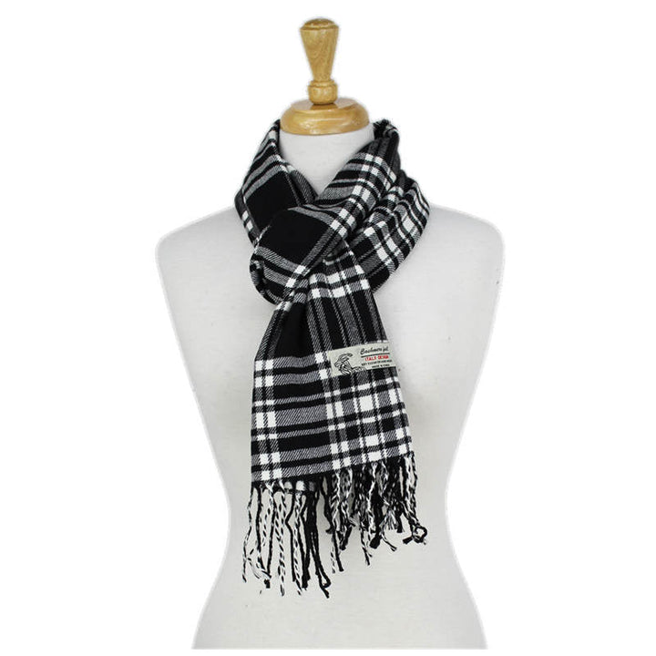 CM63 - One Dozen Multi Black Cashmere Feel Scarves
