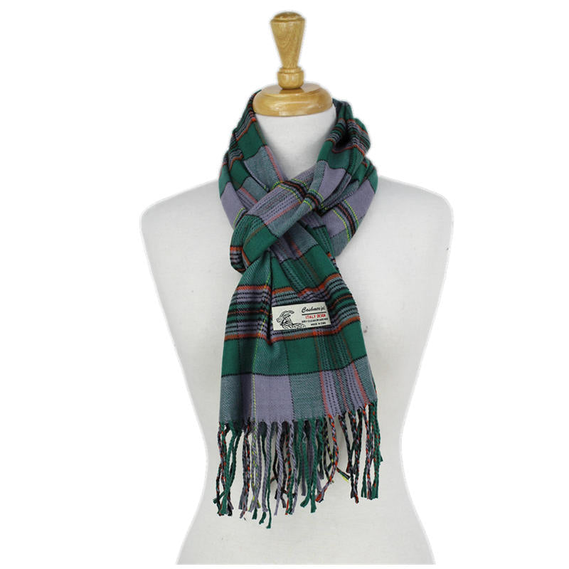 CM64 - One Dozen Multi Green Cashmere Feel Scarves
