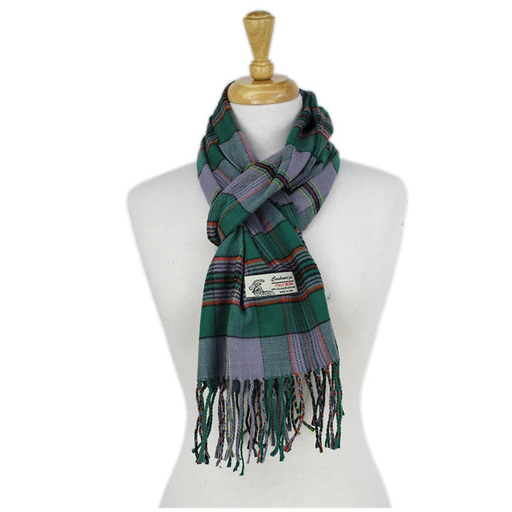 CM64 - One Dozen Multi Green Cashmere Feel Scarves