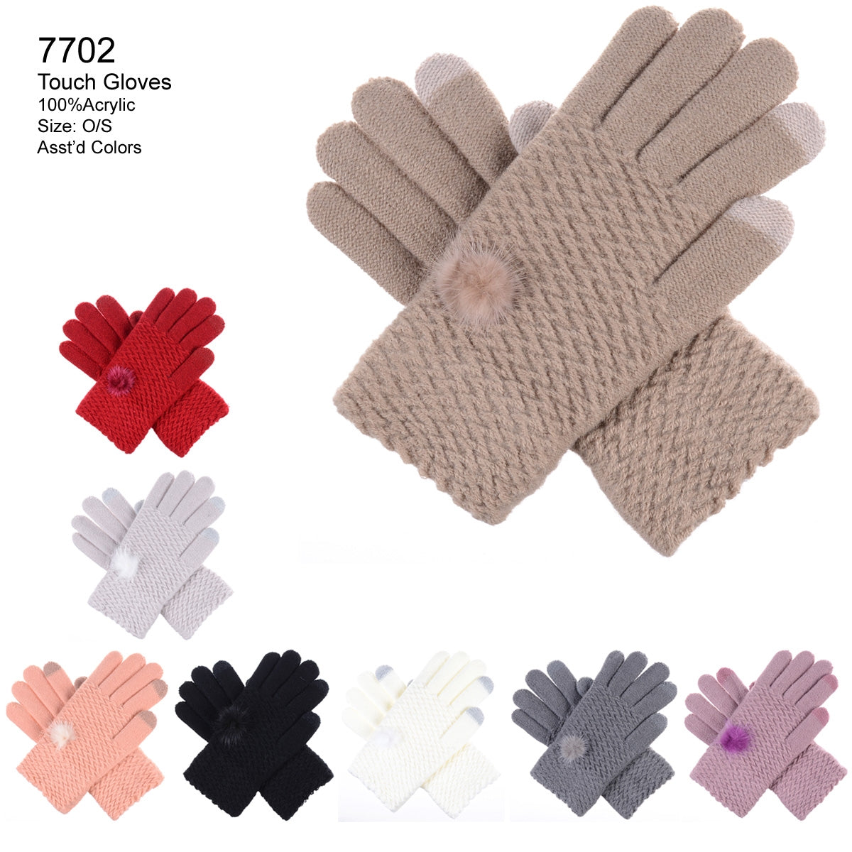 7702 - One Dozen Ladies Texting Glove
