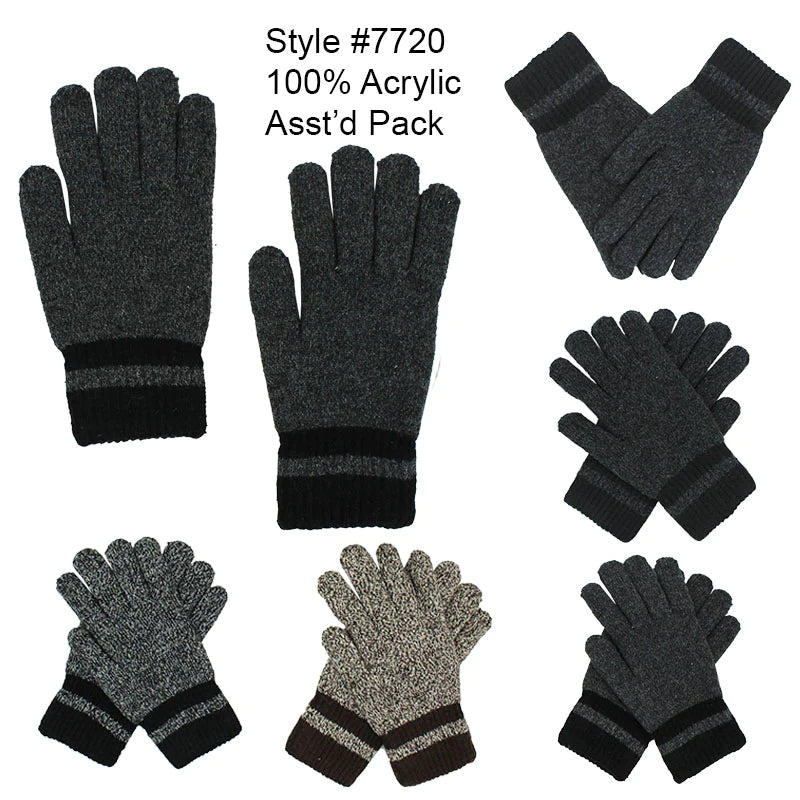 7720 - One Dozen Mens Knitted Heavy Gloves