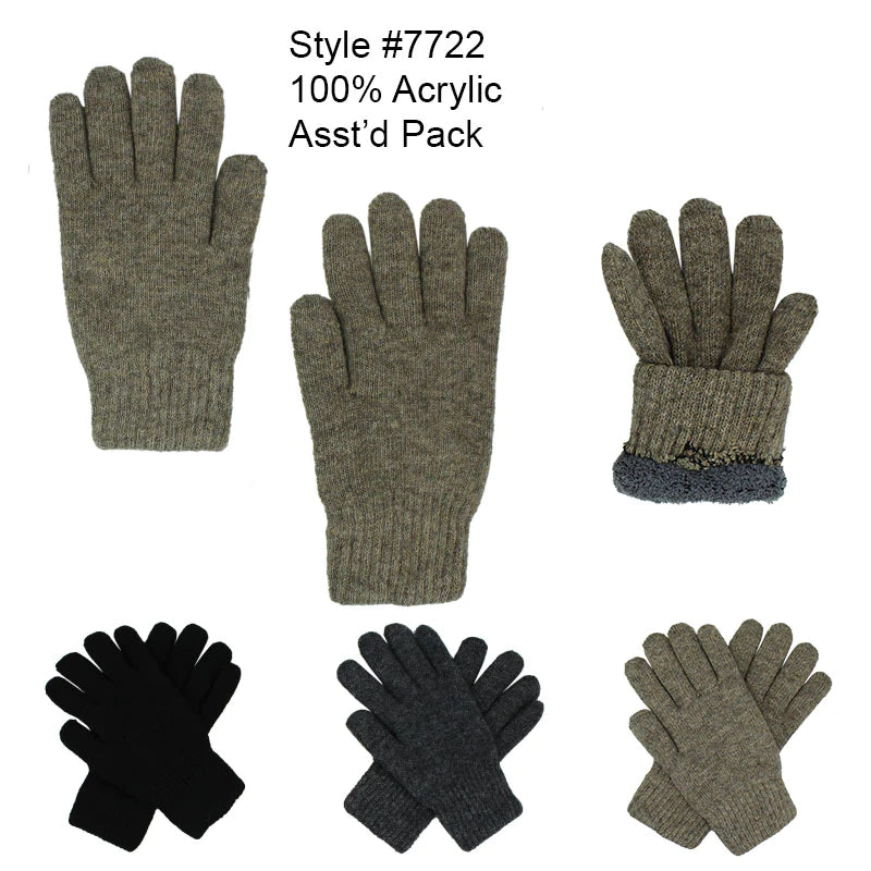 7722 - One Dozen Mens Knitted Heavy Gloves
