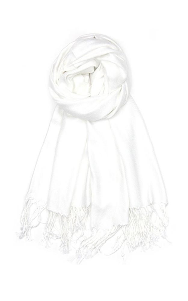 C02 - One Piece White Color Fashion Pashmina Shawl Scarf