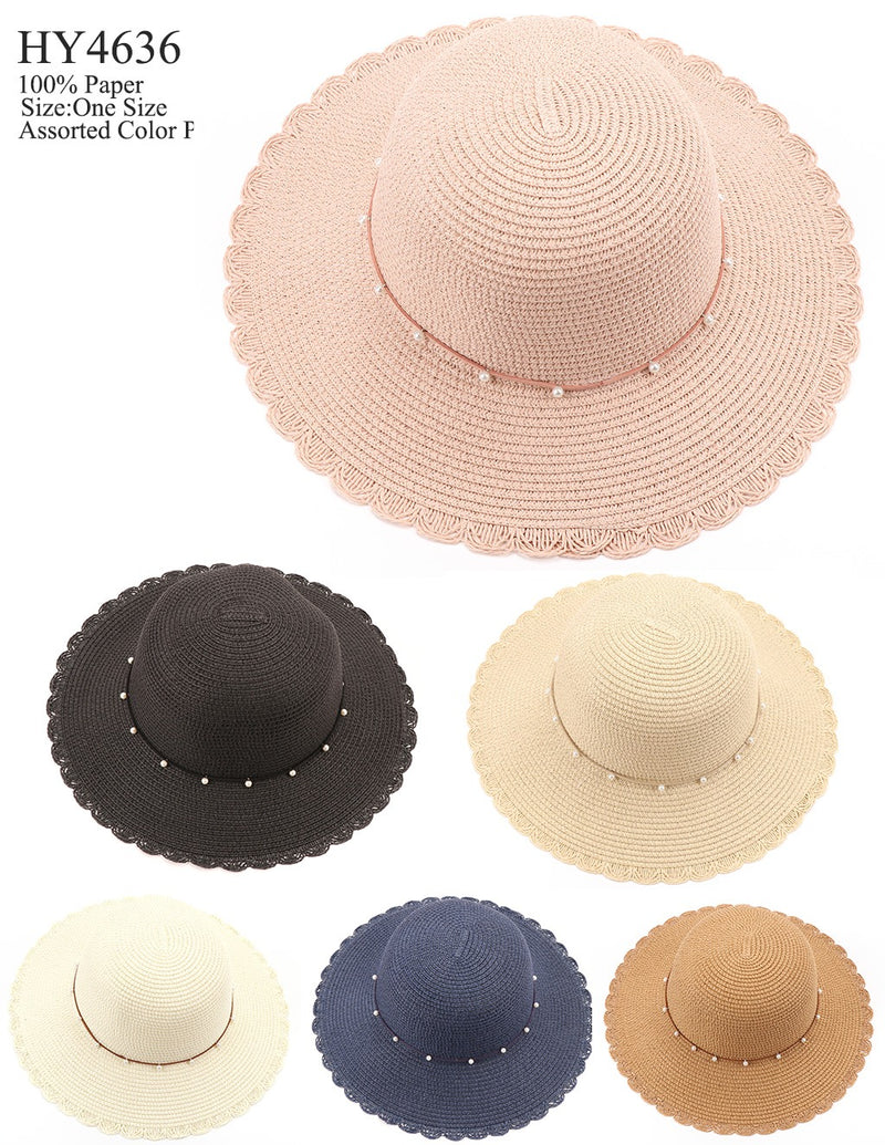 HY4636 - One Dozen straw floppy Hats