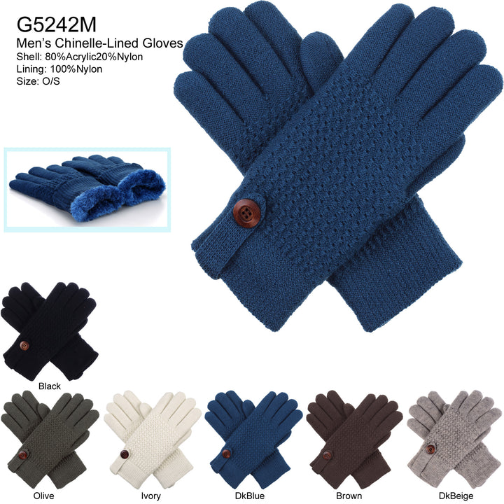 G5242M - One Dozen Mens Chinelle-Lined Gloves