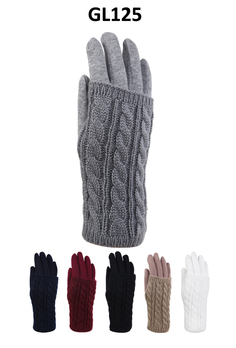 GL125 - One Dozen Ladies Reinforce Texting Gloves w/ button on cuff