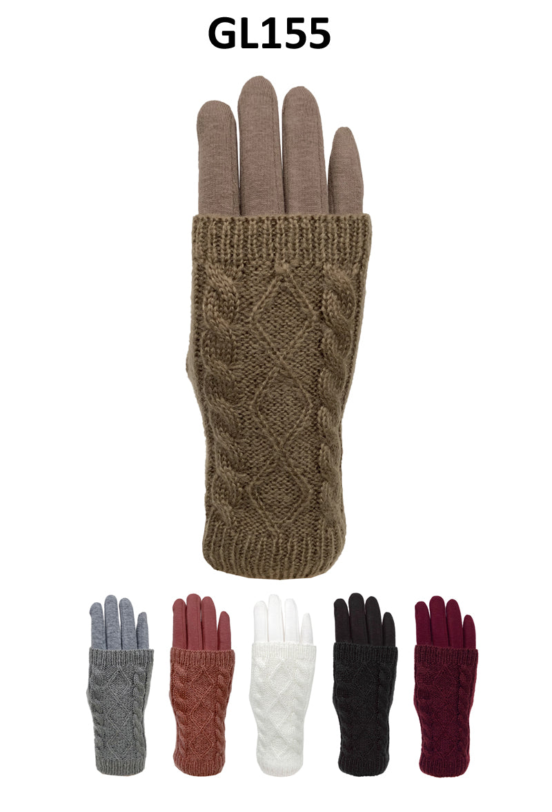 GL155 - One Dozen Ladies Reinforce Texting Gloves w/ button on cuff