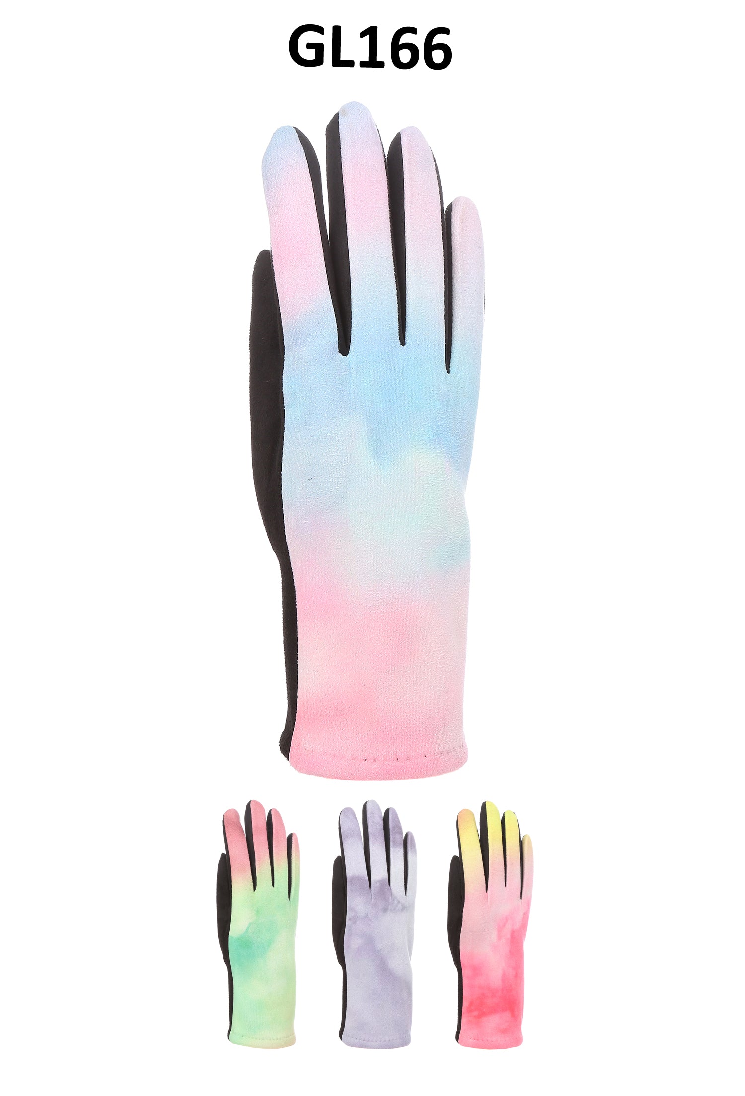 GL166 - One Dozen TIE-DYE PRINT SCREEN-TOUCH GLOVES