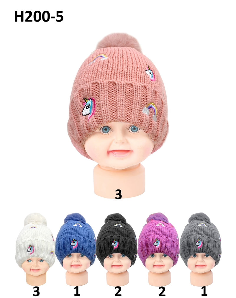H200-5 - One Dozen Kids Soft Warm Beanies Hat