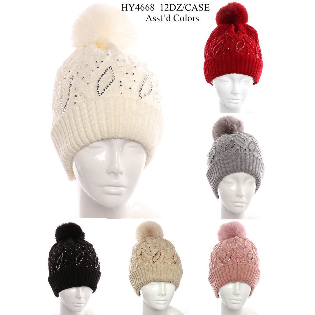 HY4668 - One Dozen Knit Hat with PomPom