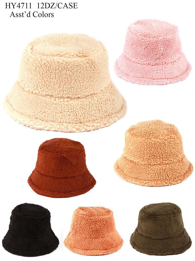 HY4711 - One Dozen Fur Cozy Bucket Adjustable Hat