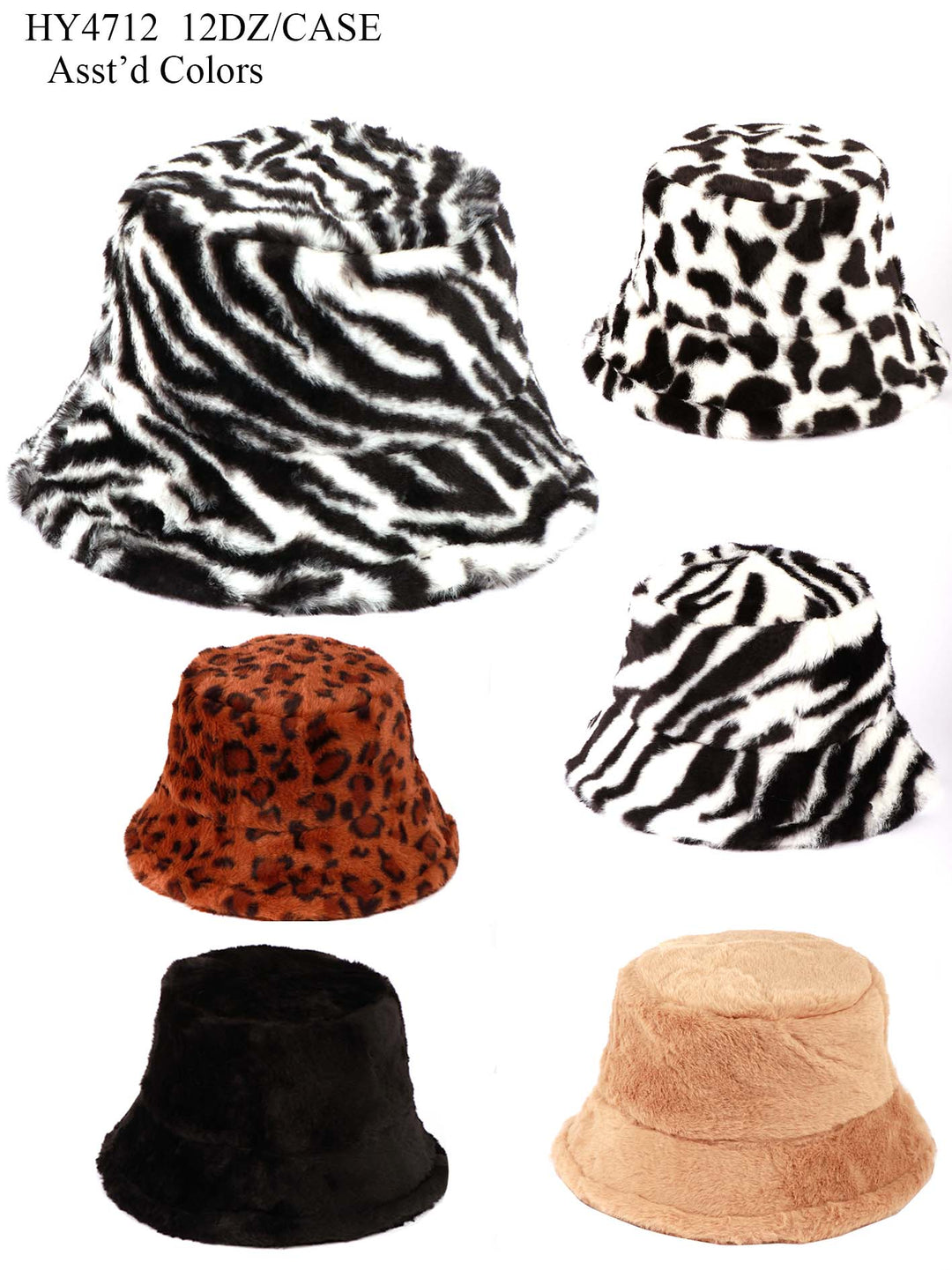 HY4712 - One Dozen Fur Cozy Bucket Adjustable Hat