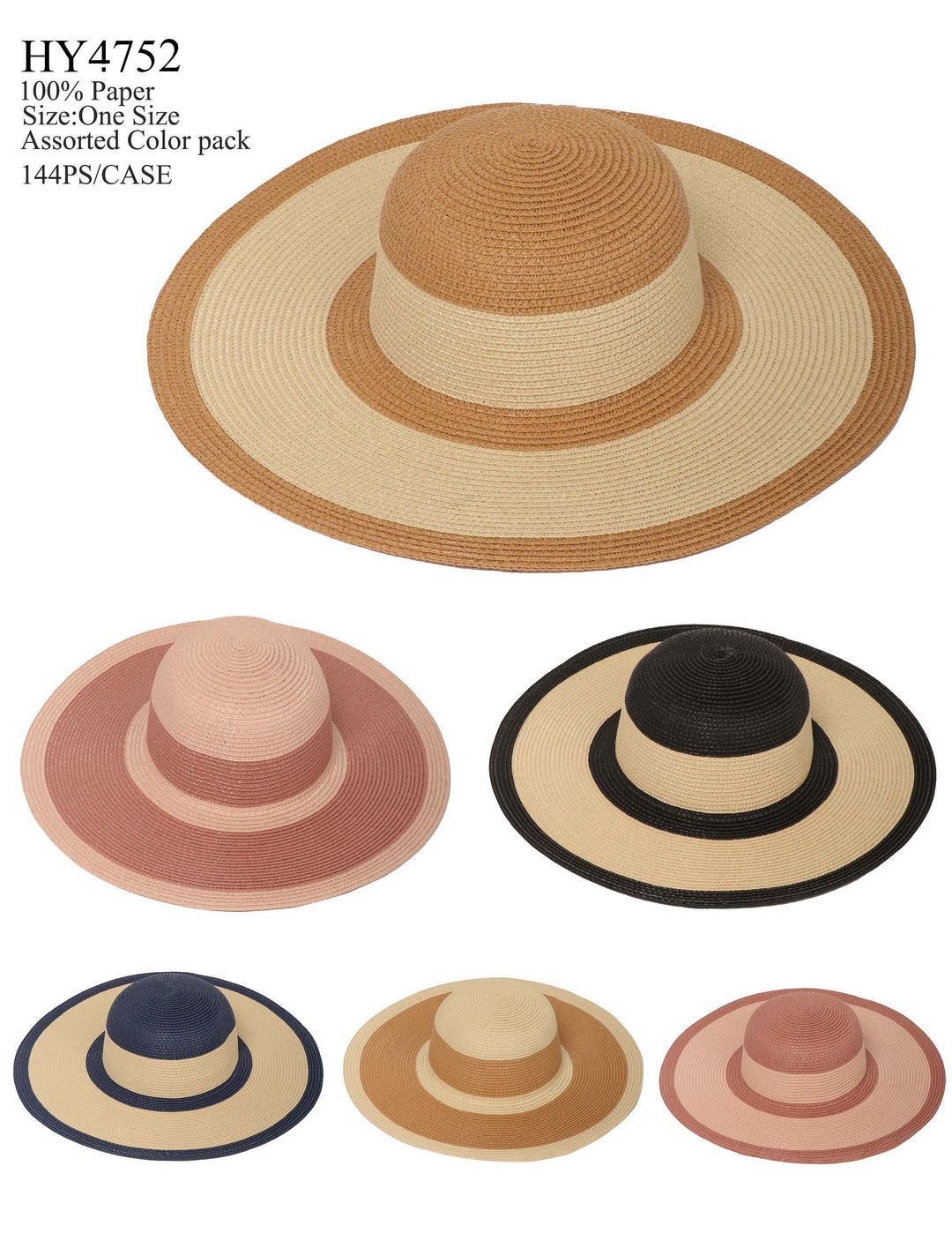 HY4752 - One Dozen straw floppy Hats