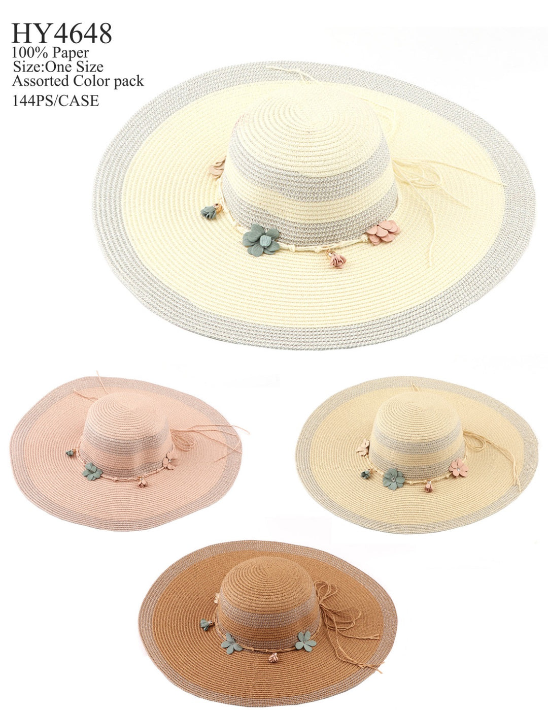 Hy4648 - One Dozen straw floppy Hats
