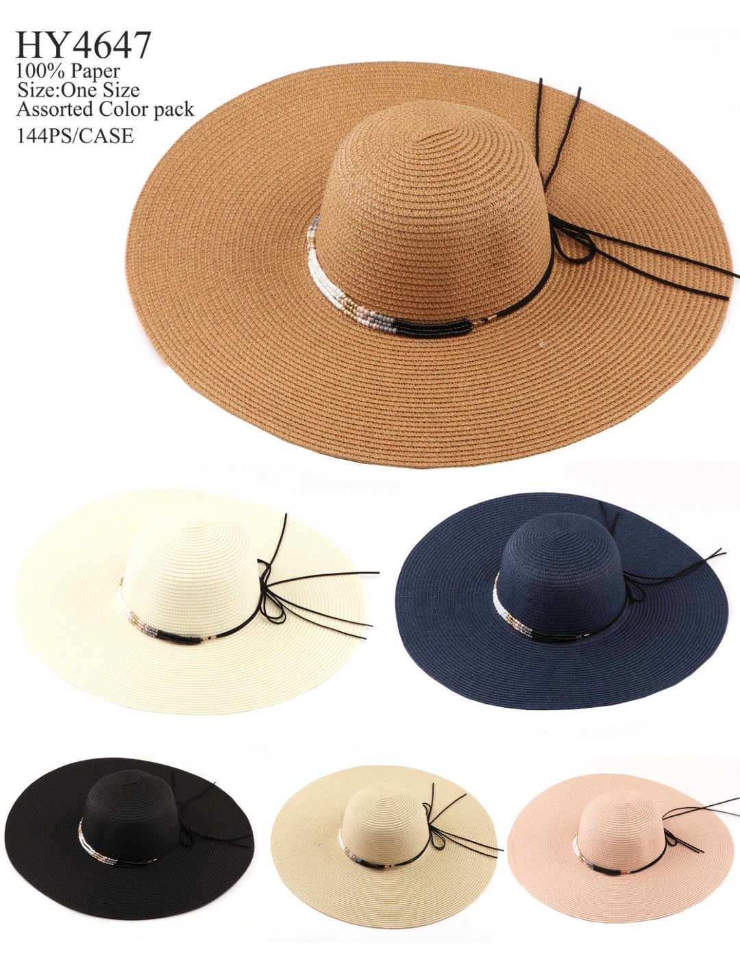 Hy4647 - One Dozen straw floppy Hats