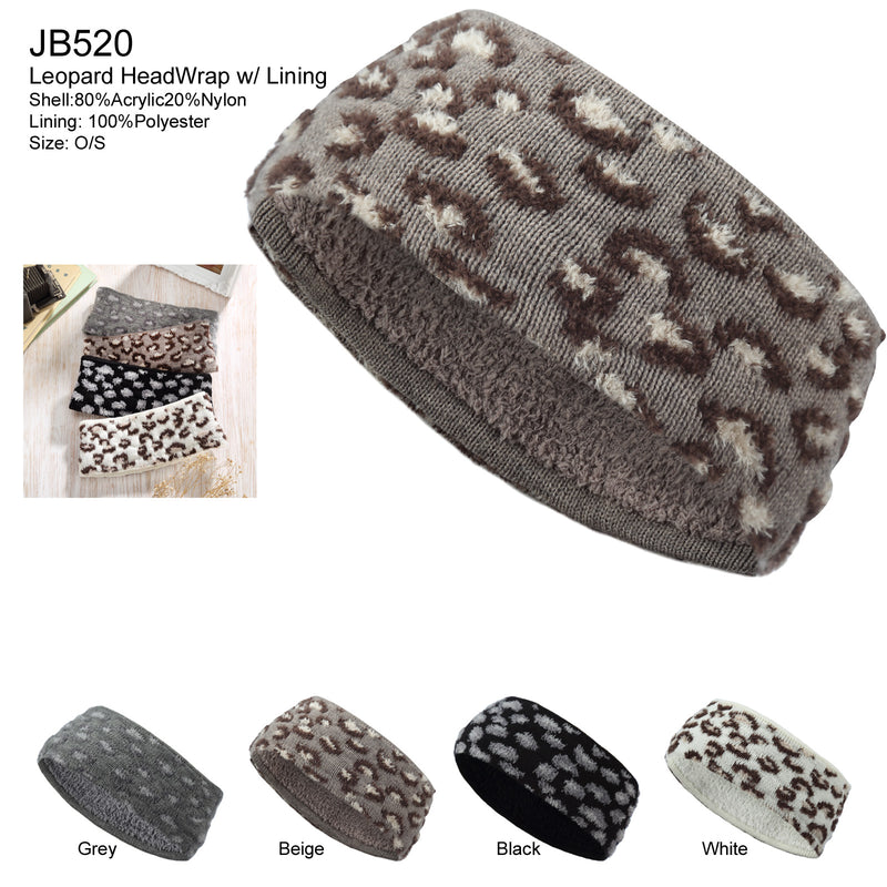 JB520 - One Dozen Leopard Headband w/ Lining
