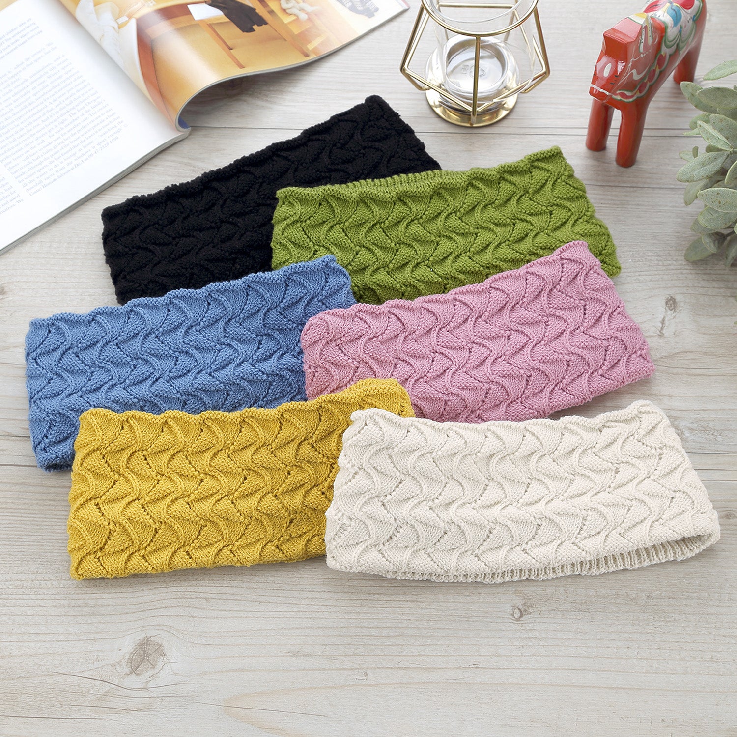 JB623 - One Dozen Knitted Fuzzy Lined Ear Warmer Headband