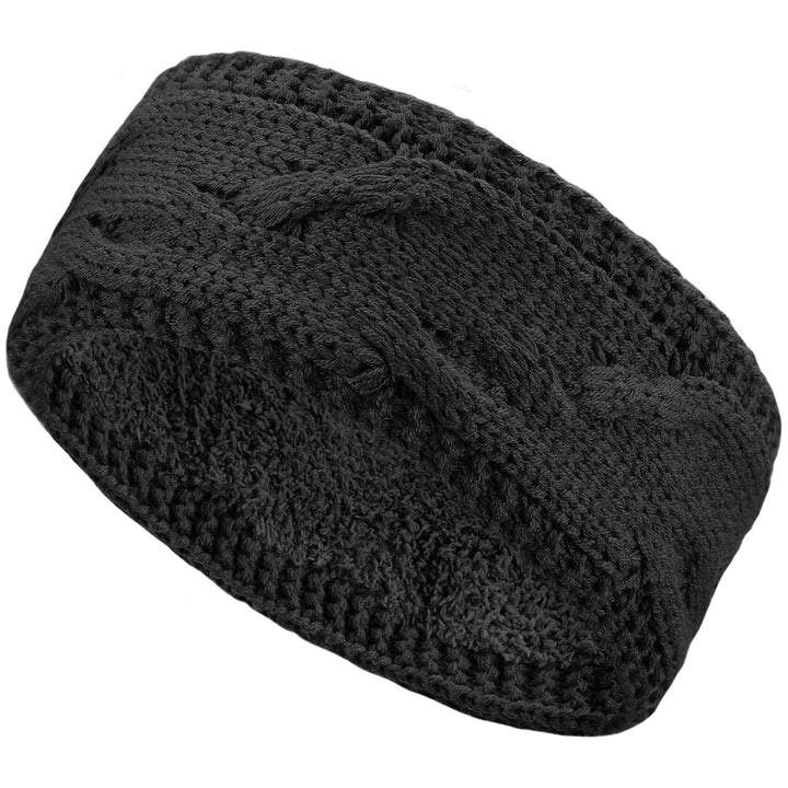 JB707 - One Dozen Cable Knit Fuzzy Lined Ear Warmer Headband