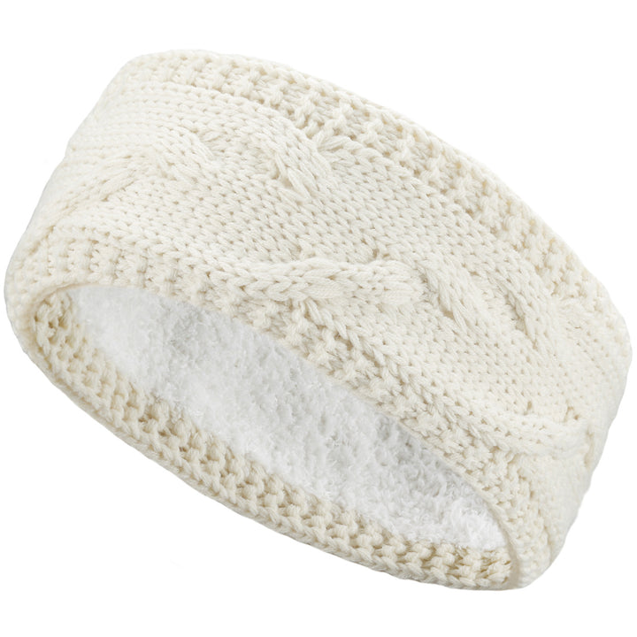 JB707 - One Dozen Cable Knit Fuzzy Lined Ear Warmer Headband