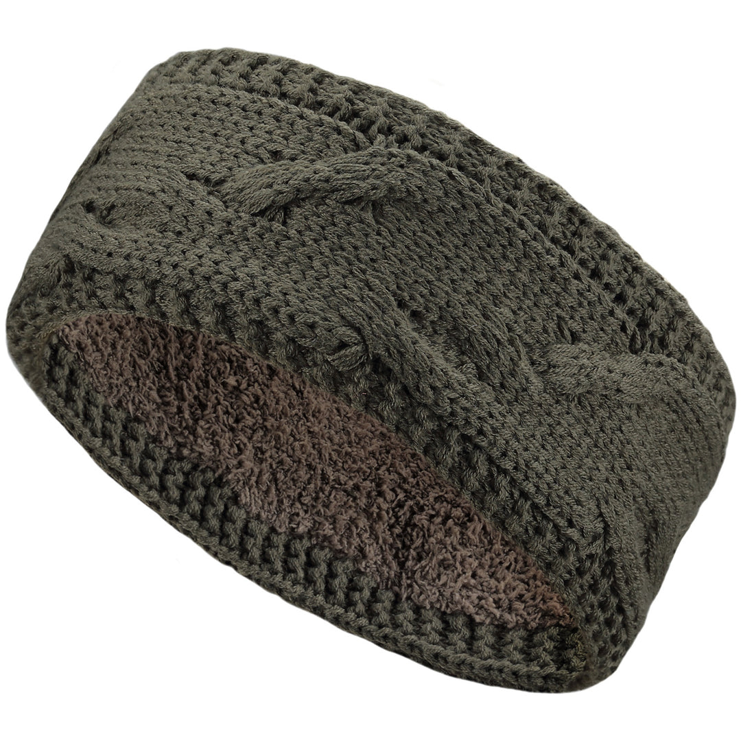 JB707 - One Dozen Cable Knit Fuzzy Lined Ear Warmer Headband