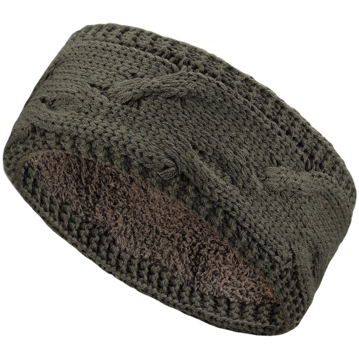 JB707 - One Dozen Cable Knit Fuzzy Lined Ear Warmer Headband