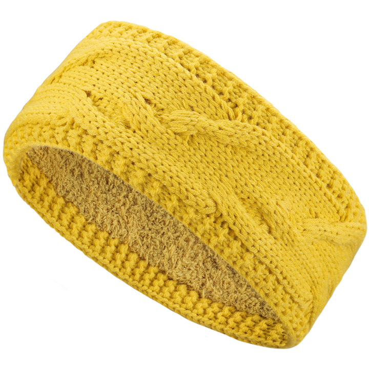 JB707 - One Dozen Cable Knit Fuzzy Lined Ear Warmer Headband