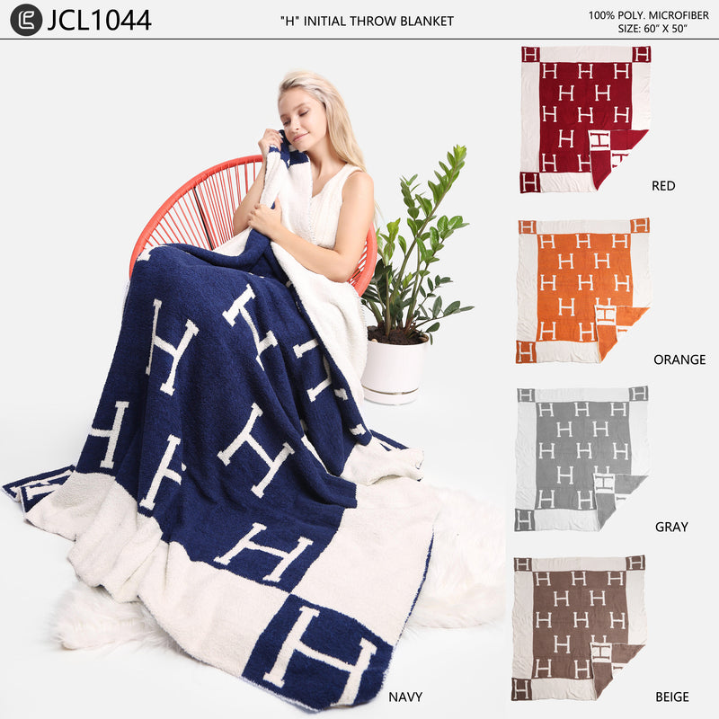 JCL1044 - INITIAL "H" LUXURY SOFT THROW BLANKET