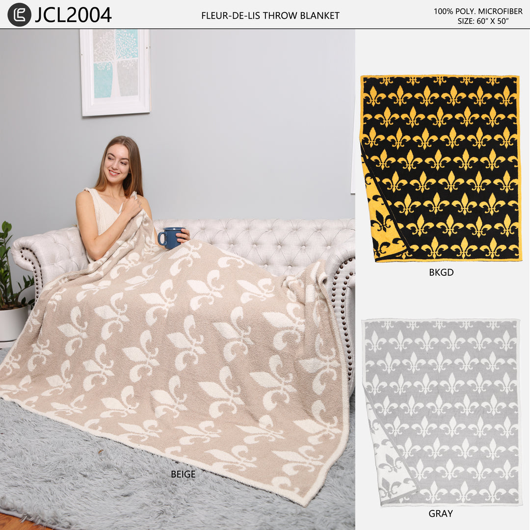 JCL2004 - FLEUR-DE-LIS PATTERN LUXURY SOFT THROW BLANKET
