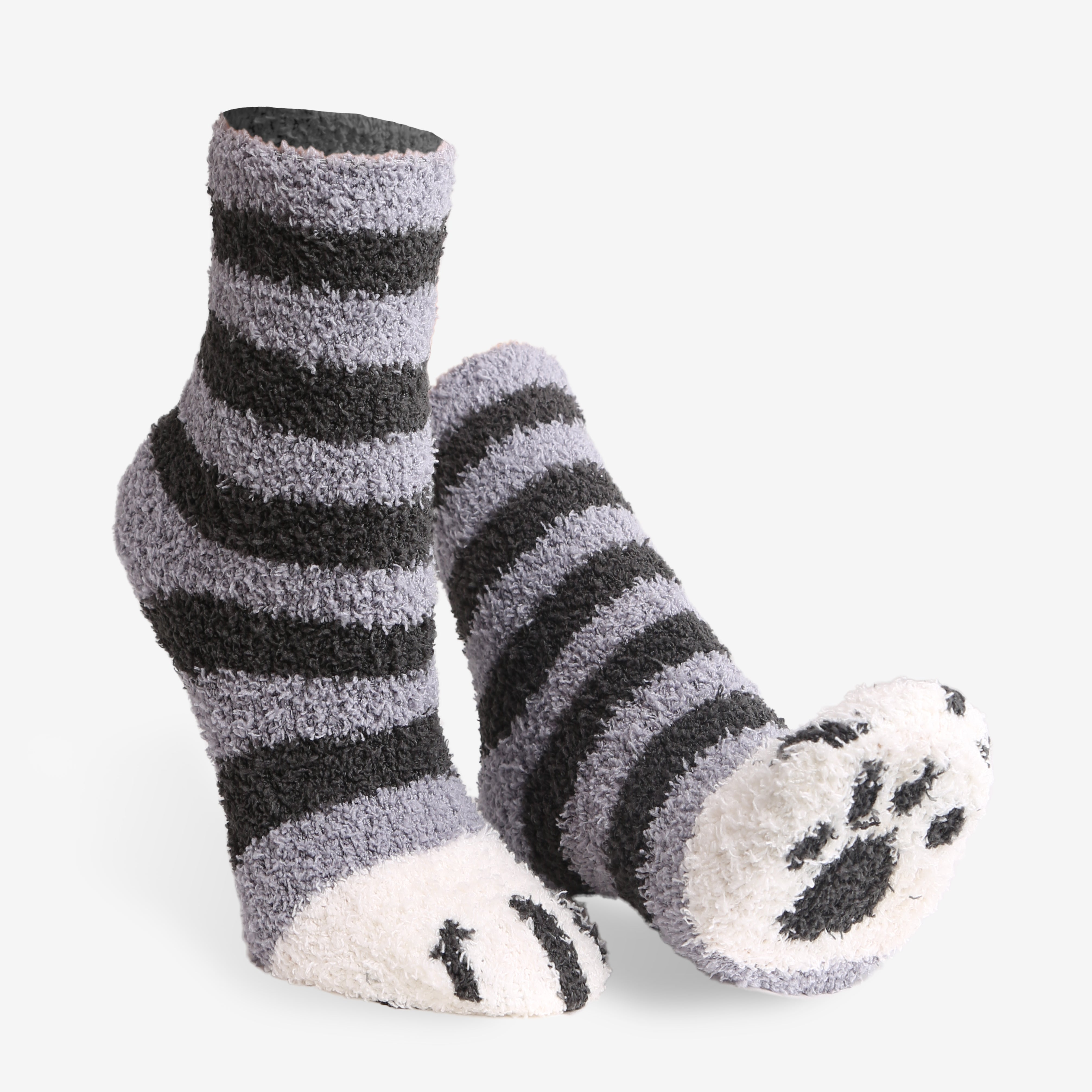 JCS102 - CAT PRINT LUXURY SOFT MINI-CREW SOCKS W/ PAW PRINT - 6PC SET