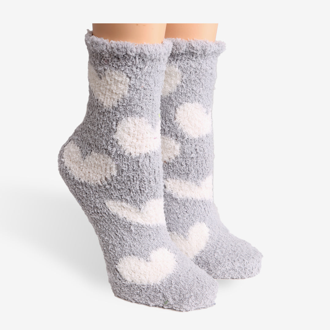 JCS104 - HEART PATTERN LUXURY SOFT MINI-CREW SOCKS - 6PC SET