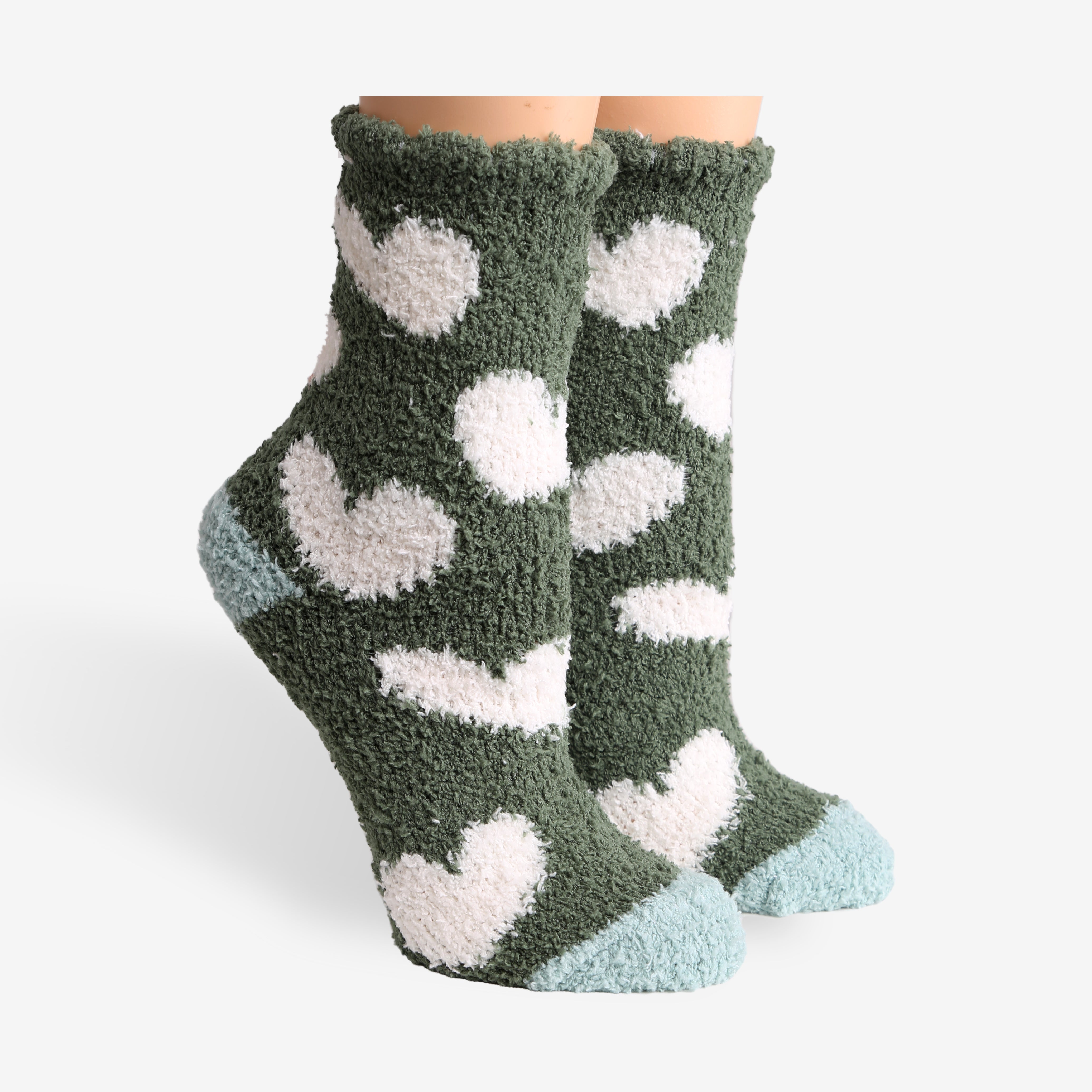 JCS104 - HEART PATTERN LUXURY SOFT MINI-CREW SOCKS - 6PC SET