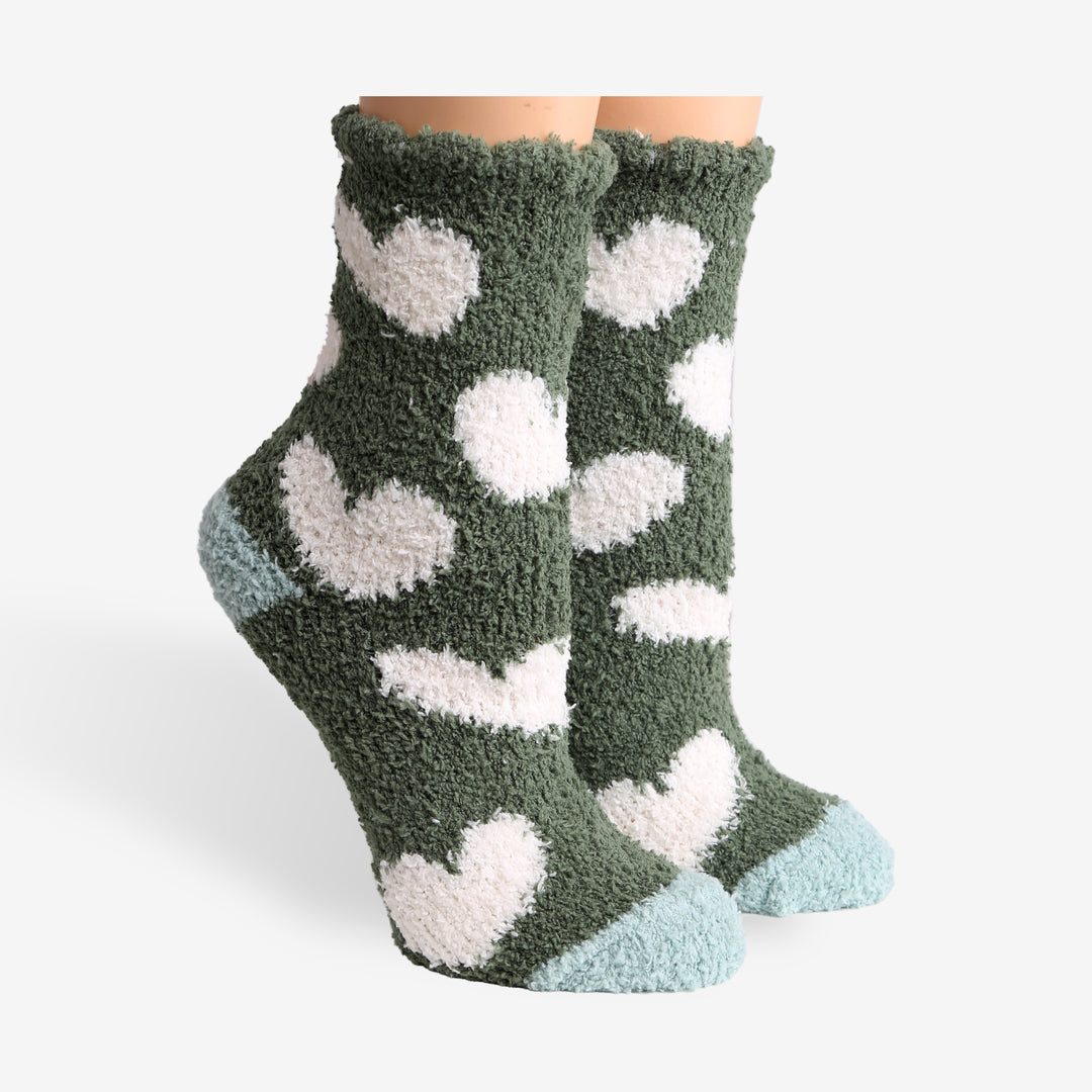 JCS104 - HEART PATTERN LUXURY SOFT MINI-CREW SOCKS - 6PC SET