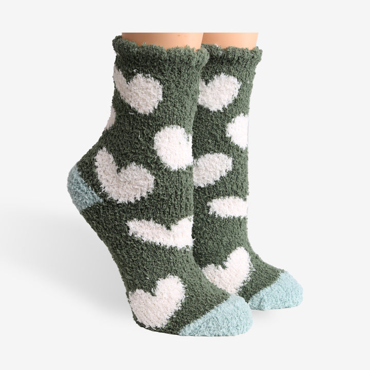 JCS104 - HEART PATTERN LUXURY SOFT MINI-CREW SOCKS - 6PC SET