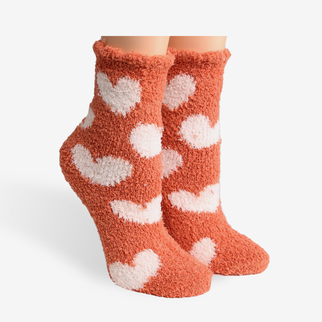 JCS104 - HEART PATTERN LUXURY SOFT MINI-CREW SOCKS - 6PC SET