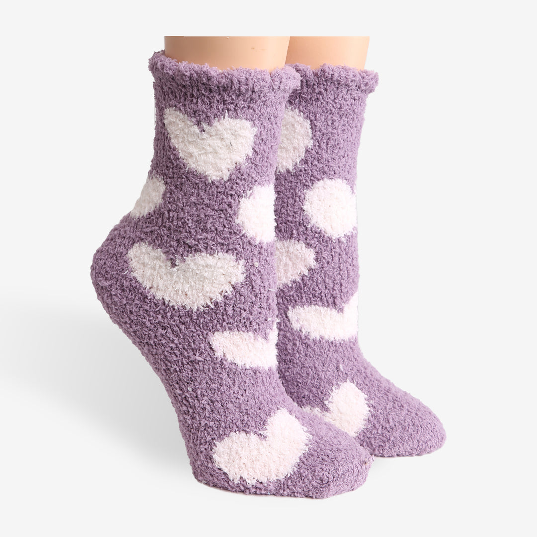 JCS104 - HEART PATTERN LUXURY SOFT MINI-CREW SOCKS - 6PC SET